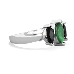 Emerald Three Peeks 14K White Gold ring R2433