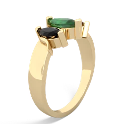 Emerald Three Peeks 14K Yellow Gold ring R2433