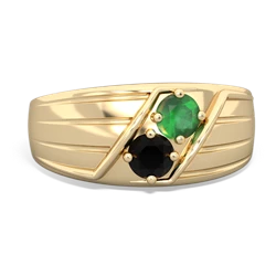 Emerald Men's Streamline 14K Yellow Gold ring R0460