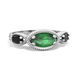 Emerald Milgrain Marquise 14K White Gold ring R5700