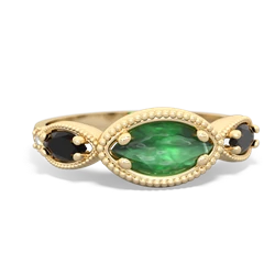 Emerald Milgrain Marquise 14K Yellow Gold ring R5700