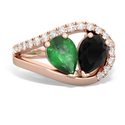 Emerald Nestled Heart Keepsake 14K Rose Gold ring R5650