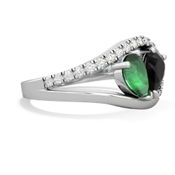 Emerald Nestled Heart Keepsake 14K White Gold ring R5650