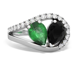 Emerald Nestled Heart Keepsake 14K White Gold ring R5650