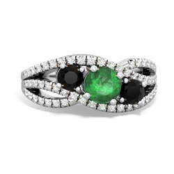 Emerald Three Stone Aurora 14K White Gold ring R3080