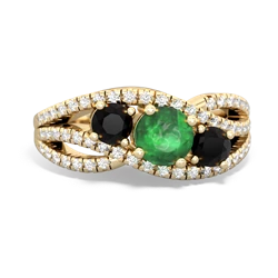 Emerald Three Stone Aurora 14K Yellow Gold ring R3080