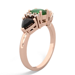 Emerald Antique Style Three Stone 14K Rose Gold ring R2186