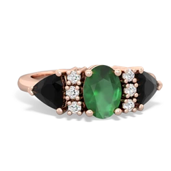 Emerald Antique Style Three Stone 14K Rose Gold ring R2186