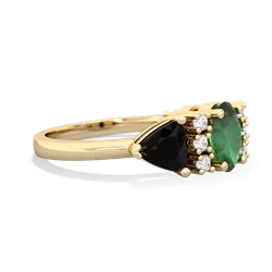 Emerald Antique Style Three Stone 14K Yellow Gold ring R2186