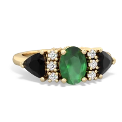 Emerald Antique Style Three Stone 14K Yellow Gold ring R2186