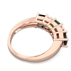 Emerald Three Stone Diamond Cluster 14K Rose Gold ring R2592