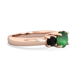 Emerald Three Stone Round Trellis 14K Rose Gold ring R4018