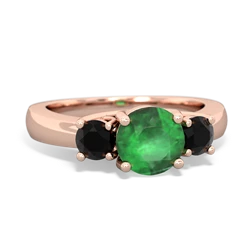 Emerald Three Stone Round Trellis 14K Rose Gold ring R4018