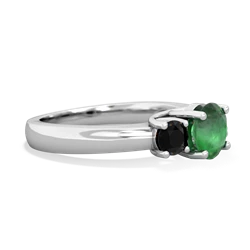 Emerald Three Stone Round Trellis 14K White Gold ring R4018