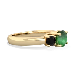 Emerald Three Stone Round Trellis 14K Yellow Gold ring R4018