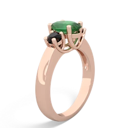 Emerald Three Stone Oval Trellis 14K Rose Gold ring R4024