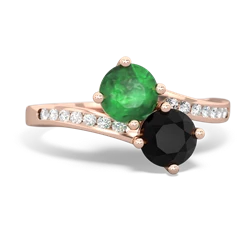 Emerald Channel Set Two Stone 14K Rose Gold ring R5303