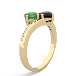 Emerald Channel Set Two Stone 14K Yellow Gold ring R5303