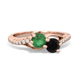 Emerald Infinity Pave Two Stone 14K Rose Gold ring R5285