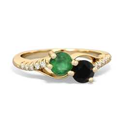 Emerald Infinity Pave Two Stone 14K Yellow Gold ring R5285