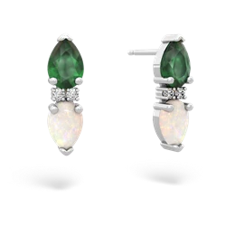 Emerald Bowtie Drop 14K White Gold earrings E0865