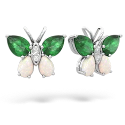 Emerald Butterfly 14K White Gold earrings E2215