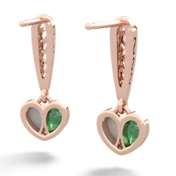 Emerald Filligree Heart 14K Rose Gold earrings E5070