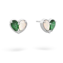 Emerald 'Our Heart' 14K White Gold earrings E5072