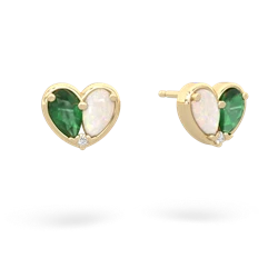 Emerald 'Our Heart' 14K Yellow Gold earrings E5072