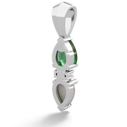 Emerald Bowtie Drop 14K White Gold pendant P0865