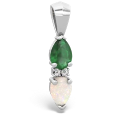 Emerald Bowtie Drop 14K White Gold pendant P0865