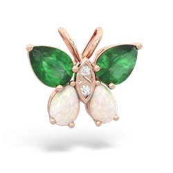 Emerald Butterfly 14K Rose Gold pendant P2215