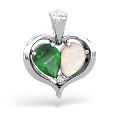 Emerald Two Become One 14K White Gold pendant P5330