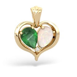 Emerald Two Become One 14K Yellow Gold pendant P5330