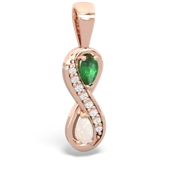 Emerald Diamond Infinity 14K Rose Gold pendant P5390