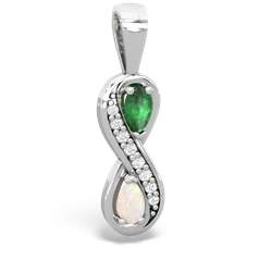 Emerald Diamond Infinity 14K White Gold pendant P5390