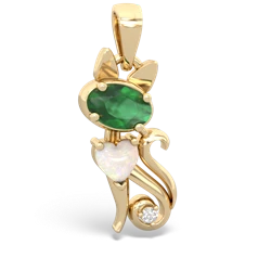 Emerald Kitten 14K Yellow Gold pendant P5780