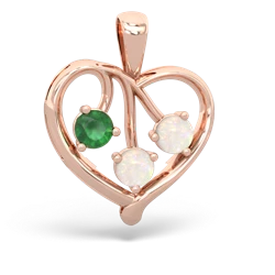 Emerald Glowing Heart 14K Rose Gold pendant P2233