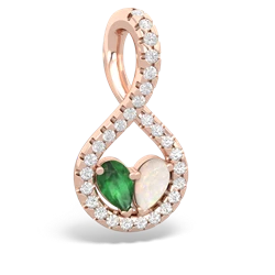 Emerald Pave Twist 'One Heart' 14K Rose Gold pendant P5360