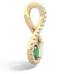 Emerald Pave Twist 'One Heart' 14K Yellow Gold pendant P5360