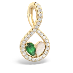 Emerald Pave Twist 'One Heart' 14K Yellow Gold pendant P5360