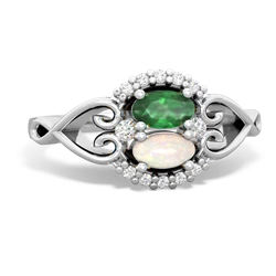 Emerald Love Nest 14K White Gold ring R5860