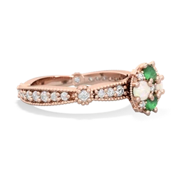 Emerald Sparkling Tiara Cluster 14K Rose Gold ring R26293RD