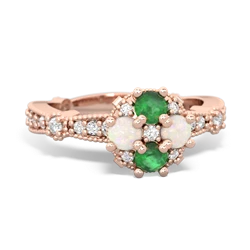 Emerald Sparkling Tiara Cluster 14K Rose Gold ring R26293RD