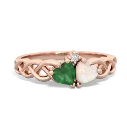 Emerald Heart To Heart Braid 14K Rose Gold ring R5870