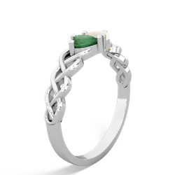 Emerald Heart To Heart Braid 14K White Gold ring R5870