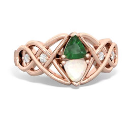 Emerald Keepsake Celtic Knot 14K Rose Gold ring R5300