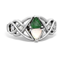 Emerald Keepsake Celtic Knot 14K White Gold ring R5300