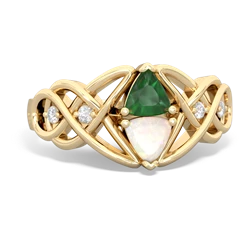 Emerald Keepsake Celtic Knot 14K Yellow Gold ring R5300