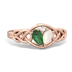 Emerald Celtic Love Knot 14K Rose Gold ring R5420